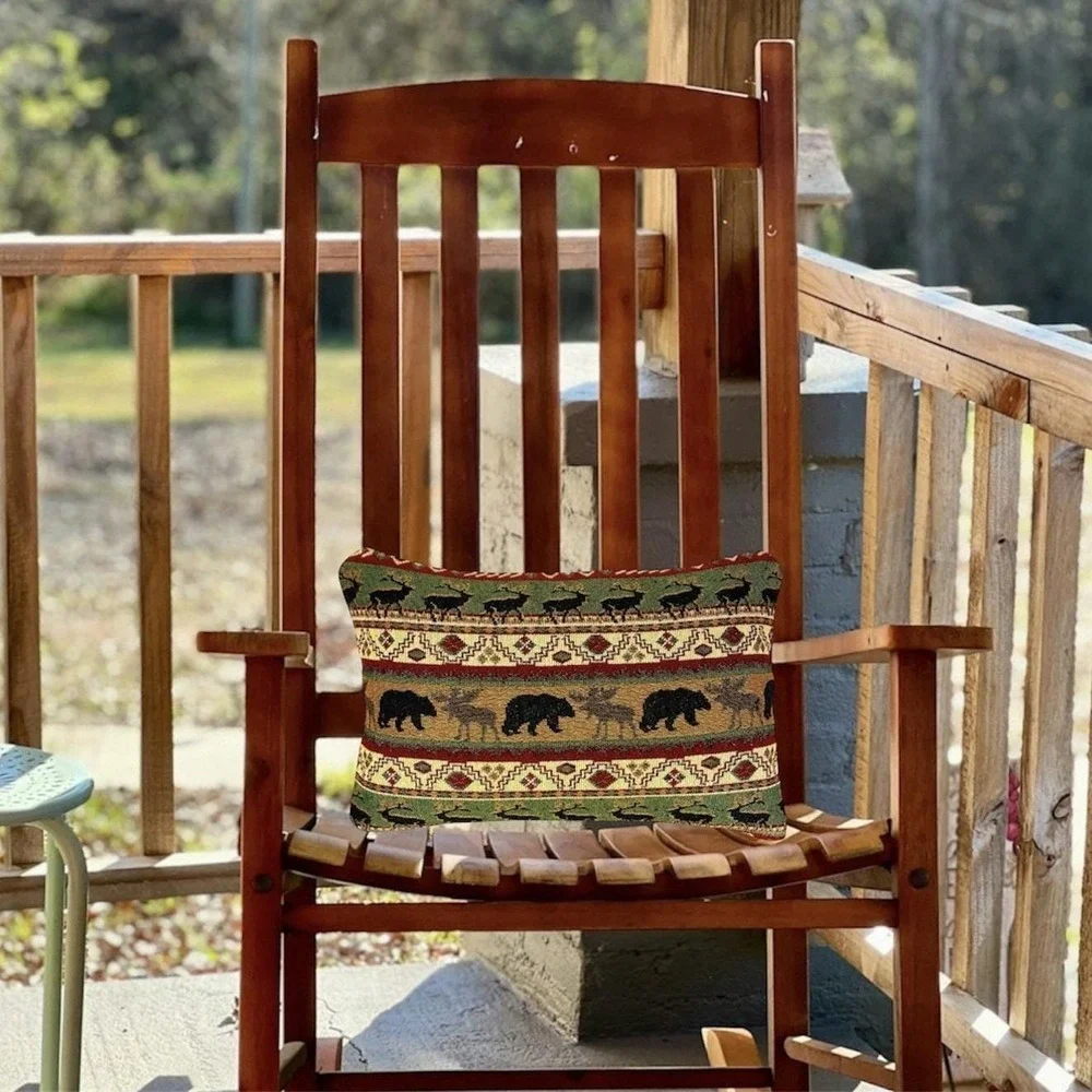 Cabin‎ Wildlife Tapestry Pillow Cover Bear Moose Elk Rustic Lodge 17x11